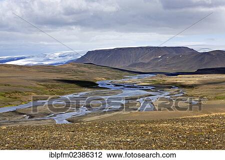 "Sprengisandur scenery along the route through the Icelandic highlands, Hofsjokull glacier at back, Iceland, Europe" View Large Photo Image Stock Image - "Sprengisandur scenery along the route through the Icelandic highlands, Hofsjokull glacier at back, Iceland, Europe". Fotosearch