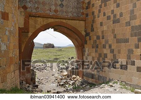 Stock Image - "Spring Gate Hidrellez Kapisi, city wall, former Armenian capital Ani, Kars, Silk Route, Eastern Anatolia Region, Anatolia, Turkey, Asia". Fotosearch