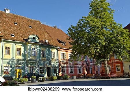 Stock Photo - "Square in Sighisoara, Saxon fortified medieval citadel, Transylvania, Romania, Europe". Fotosearch