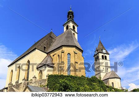 Stock Image - "St. Andreas Parish Church, Kitzbuhel, Tyrol, Austria, Europe". Fotosearch