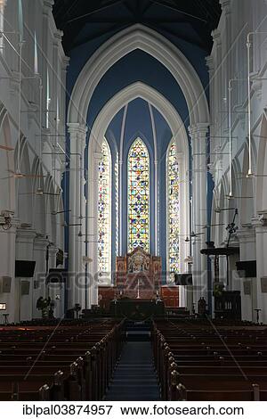 Stock Photo - "St. Andrew's Cathedral, interior view, Central Region of Singapore". Fotosearch