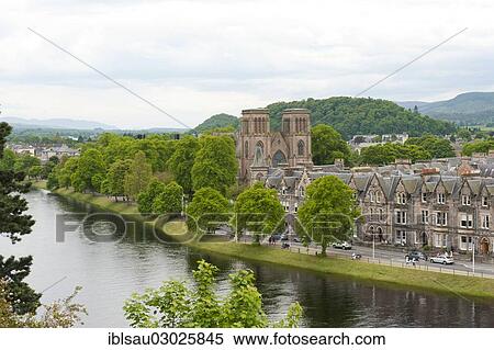 Stock Photography - "St. Andrew's Cathedral on the banks of the River Ness, Inverness, Highlands, Scotland, United Kingdom, Europe". Fotosearch