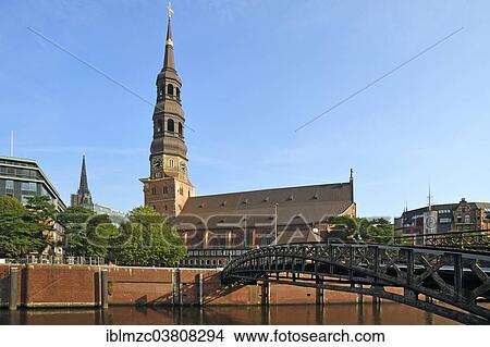 "St. Catherine's Church, in front the Zollkanal canal with Eisensteg bridge, Hamburg, Germany, Europe" View Large Photo Image Picture - "St. Catherine's Church, in front the Zollkanal canal with Eisensteg bridge, Hamburg, Germany, Europe". Fotosearch