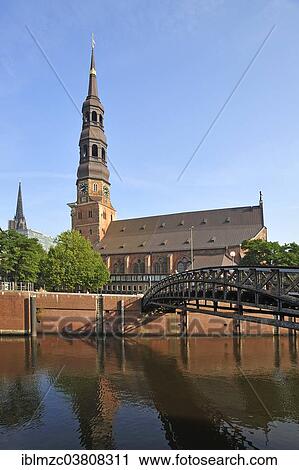 "St. Catherine's Church, in front the Zollkanal canal with Eisensteg bridge, Hamburg, Germany, Europe" View Large Photo Image Stock Image - "St. Catherine's Church, in front the Zollkanal canal with Eisensteg bridge, Hamburg, Germany, Europe". Fotosearch