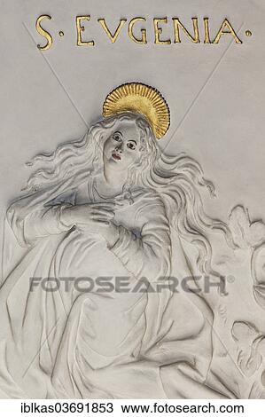 "St. Eugenia, martyr, stucco relief, early baroque, Church of St Andreas, Dusseldorf, Rhineland, North Rhine-Westphalia, Germany, Europe" View Large Photo Image Stock Image - "St. Eugenia, martyr, stucco relief, early baroque, Church of St Andreas, Dusseldorf, Rhineland, North Rhine-Westphalia, Germany, Europe". Fotosearch
