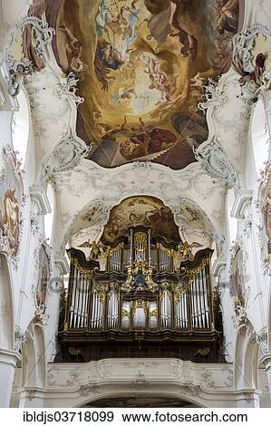 "St. Fridolin's Minster, interior with an organ, Bad Sackingen, Baden-Wurttemberg, Germany, Europe" View Large Photo Image Stock Photo - "St. Fridolin's Minster, interior with an organ, Bad Sackingen, Baden-Wurttemberg, Germany, Europe". Fotosearch
