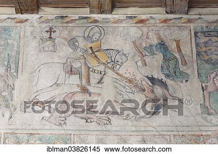 "St. George, frescoes from about 1360, St. Martin's Chapel in Upper Town, Bregenz, Vorarlberg, Austria, Europe" View Large Photo Image Stock Photography - "St. George, frescoes from about 1360, St. Martin's Chapel in Upper Town, Bregenz, Vorarlberg, Austria, Europe". Fotosearch