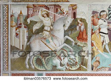 "St. George with a dragon, fresco by Thomas von Villach, around 1470, St. George's Church, Gerlamoos, Steinfeld, Carinthia, Austria, Europe" View Large Photo Image Stock Image - "St. George with a dragon, fresco by Thomas von Villach, around 1470, St. George's Church, Gerlamoos, Steinfeld, Carinthia, Austria, Europe". Fotosearch