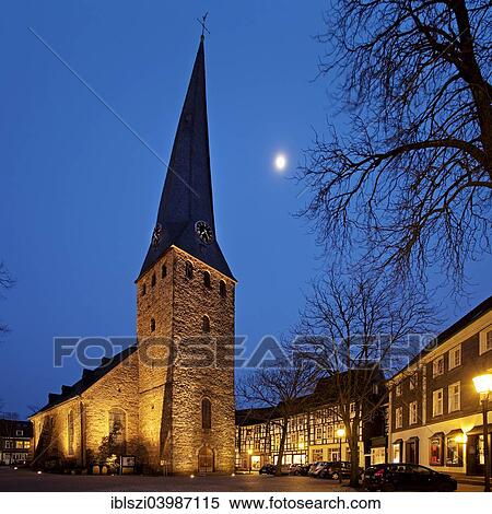 "St. George's Church with leaning tower in the historic centre at dusk, Hattingen, Ruhr district, North Rhine-Westphalia, Germany, Europe" View Large Photo Image Stock Photography - "St. George's Church with leaning tower in the historic centre at dusk, Hattingen, Ruhr district, North Rhine-Westphalia, Germany, Europe". Fotosearch