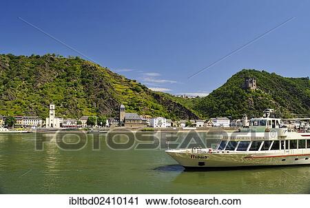 Stock Image - "St. Goarshausen, UNESCO World Cultural Heritage Site, Upper Middle Rhine Valley, Rhineland-Palatinate, Germany, Europe". Fotosearch