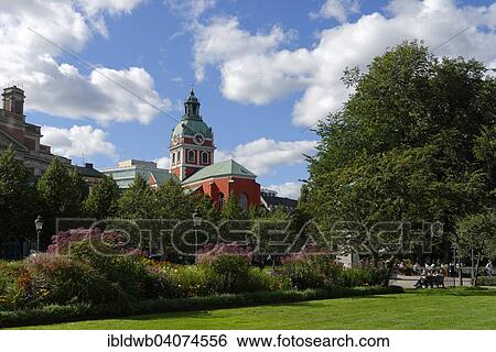 Stock Photograph - "St. Jacoby kyrka on Karl XII trog, Kunstradgarden, Norrmalm, Stockholm, Sweden, Europe". Fotosearch