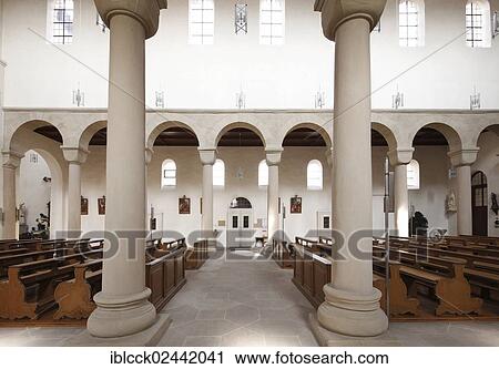 Stock Image - "St James's Church, Romanesque interior, Bamberg, Upper Franconia, Bavaria, Germany, Europe". Fotosearch