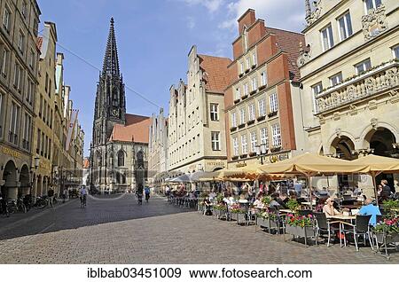 "St. Lamberti Church, St Lambert's Church, Prinzipalmarkt street, gabled houses, outdoor cafes, Munster, Munsterland, Nordrhein-Westfalen, Germany, Europe" View Large Photo Image Stock Photo - "St. Lamberti Church, St Lambert's Church, Prinzipalmarkt street, gabled houses, outdoor cafes, Munster, Munsterland, Nordrhein-Westfalen, Germany, Europe". Fotosearch