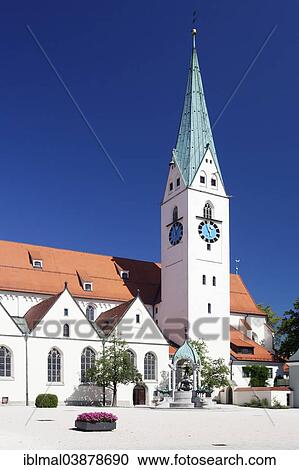 Stock Image - "St. Mang Church on St. Mang Square, Kempten, Allgau, Upper Swabia, Swabia, Bavaria, Germany, Europe". Fotosearch