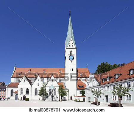 Stock Image - "St. Mang Church on St. Mang Square, Kempten, Allgau, Upper Swabia, Swabia, Bavaria, Germany, Europe". Fotosearch