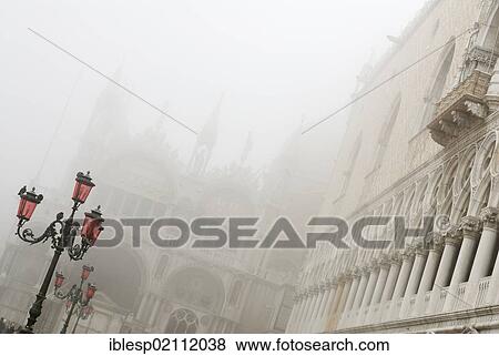 "St. Mark's Basilica, Basilica di San Marco, and Doge's Palace, Palazzo Ducale, in fog, St. Mark's Square, Venice, Venezia, Veneto, Italy, Europe" View Large Photo Image Stock Photo - "St. Mark's Basilica, Basilica di San Marco, and Doge's Palace, Palazzo Ducale, in fog, St. Mark's Square, Venice, Venezia, Veneto, Italy, Europe". Fotosearch