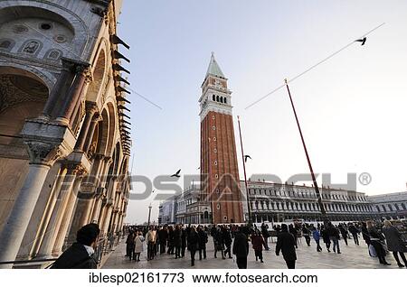 "St. Mark's Square with St. Mark's Campanile, tower, San Marco quarter, Venice, Venezia, Veneto, Italy, Europe" View Large Photo Image Stock Image - "St. Mark's Square with St. Mark's Campanile, tower, San Marco quarter, Venice, Venezia, Veneto, Italy, Europe". Fotosearch