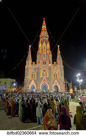 "St. Mary Cathedral at New Year's Eve in Kanyakumari at night, Kanyakumari, India, Asia" View Large Photo Image Picture - "St. Mary Cathedral at New Year's Eve in Kanyakumari at night, Kanyakumari, India, Asia". Fotosearch