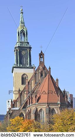 Stock Image - St. Mary's Church, Alexanderplatz square, Berlin, Germany, Europe. Fotosearch