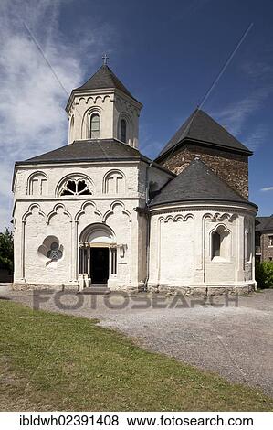 Stock Photo - "St. Matthias Chapel and Oberburg Castle, Kobern-Gondorf, Moselle region, Rhineland-Palatinate, Germany, Europe, PublicGround, Europe". Fotosearch