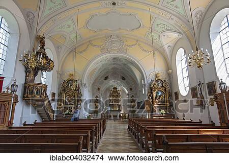 Picture - "St. Michael, Seeshaupt, Pfaffenwinkel region, Upper Bavaria, Bavaria, Germany, Europe". Fotosearch