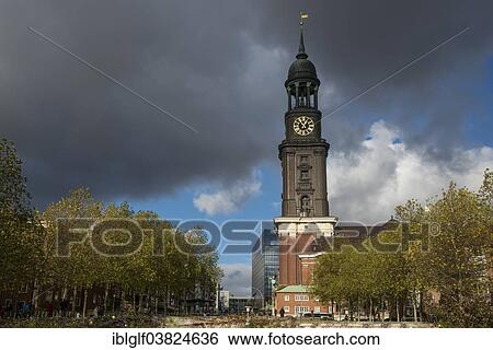 Stock Photograph - "St. Michael's Church, Hauptkirche Sankt Michaelis, colloquially called Michel, Hamburg, Germany, Europe". Fotosearch