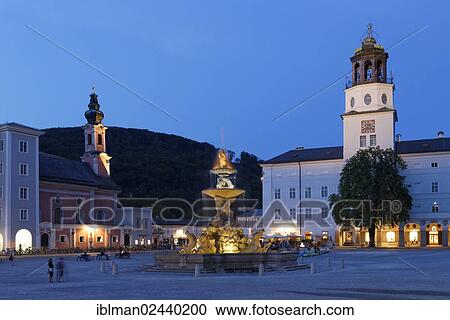"St Michael's Church, Residenzbrunnen, Residence Fountain, Salzburg New Residence, Salzburg Carillon, Glockenspiel, Residenzplatz square, Salzburg, Austria, Europe, PublicGround, Europe" View Large Photo Image Stock Image - "St Michael's Church, Residenzbrunnen, Residence Fountain, Salzburg New Residence, Salzburg Carillon, Glockenspiel, Residenzplatz square, Salzburg, Austria, Europe, PublicGround, Europe". Fotosearch
