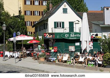"St. Moritz cafe and kiosk, Schwabing, Munich, Upper Bavaria, Bavaria, Germany, Europe" View Large Photo Image Stock Photo - "St. Moritz cafe and kiosk, Schwabing, Munich, Upper Bavaria, Bavaria, Germany, Europe". Fotosearch
