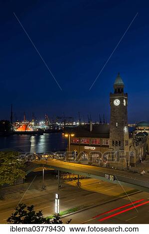 "St. Pauli Landing Stages, water level tower in the evening, Hamburg, Germany, Europe" View Large Photo Image Stock Image - "St. Pauli Landing Stages, water level tower in the evening, Hamburg, Germany, Europe". Fotosearch