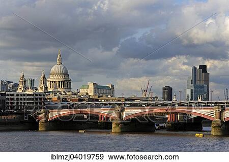 "St. Paul's Cathedral, Blackfriars Bridge crossing the River Thames, City of London, London, England, United Kingdom, Europe" View Large Photo Image Stock Photo - "St. Paul's Cathedral, Blackfriars Bridge crossing the River Thames, City of London, London, England, United Kingdom, Europe". Fotosearch