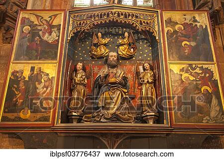 Stock Photo - "St Peter's altar in the interior of the medieval church of St. Sebald or Sebalduskirche Church, Nuremberg, Middle Franconia, Bavaria, Germany, Europe". Fotosearch