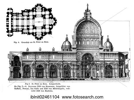 Picture - "St. Peter's Basilica, Rome, longitudinal section, illustration, Meyers Konversations-Lexikon encyclopedia, 1897". Fotosearch