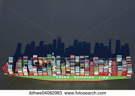 "Stacked container casting long shadows, China Shipping Line container ship on the river Elbe, Hamburg, Germany, Europe" View Large Photo Image Stock Image - "Stacked container casting long shadows, China Shipping Line container ship on the river Elbe, Hamburg, Germany, Europe". Fotosearch