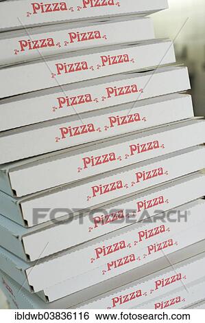"Stacked pizza boxes, pizza service" View Large Photo Image Stock Photograph - "Stacked pizza boxes, pizza service". Fotosearch