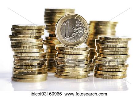 "Stacks of one euro coins, Germany, Europe" View Large Photo Image Stock Photograph - "Stacks of one euro coins, Germany, Europe". Fotosearch