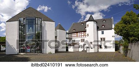 Stock Image - "Staedtische Buehne Lahnstein, theatre, Nassau-Sporkenburger Hof, Upper Middle Rhine Valley, UNESCO World Cultural Heritage Site, Rhineland-Palatinate, Germany, Europe". Fotosearch