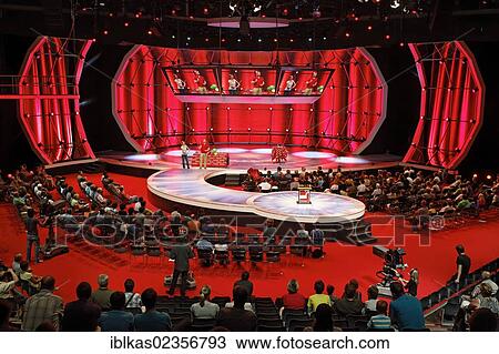 Stock Image - "Stage in the Grugahalle hall, Ideenpark 2012, a technology fair for young people, Essen, Ruhr region, North Rhine-Westphalia, Germany, Europe". Fotosearch