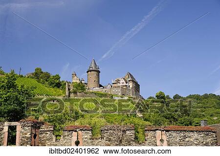 "Stahleck castle youth hostel on a hill on the Rhine river in Bacharach, Rhineland-Palatinate, Germany, Europe" View Large Photo Image Stock Image - "Stahleck castle youth hostel on a hill on the Rhine river in Bacharach, Rhineland-Palatinate, Germany, Europe". Fotosearch