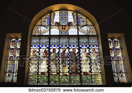 "Stained glass windows by the artist Koloman Moser of the Church of St. Leopold at Steinhof, 1904-1907, Vienna, Vienna State, Austria, Europe" View Large Photo Image Stock Photo - "Stained glass windows by the artist Koloman Moser of the Church of St. Leopold at Steinhof, 1904-1907, Vienna, Vienna State, Austria, Europe". Fotosearch