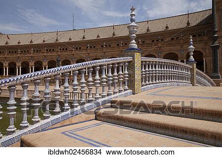 "Stair railing clad with tiles at the Plaza de Espana, Seville, Andalusia, Spain, Europe" View Large Photo Image Picture - "Stair railing clad with tiles at the Plaza de Espana, Seville, Andalusia, Spain, Europe". Fotosearch