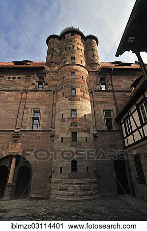 "Stair tower in the courtyard of Tucher Mansion, built 1533-1544, Hirschelgasse 9-11, Nuremberg, Middle Franconia, Bavaria, Germany, Europe" View Large Photo Image Stock Image - "Stair tower in the courtyard of Tucher Mansion, built 1533-1544, Hirschelgasse 9-11, Nuremberg, Middle Franconia, Bavaria, Germany, Europe". Fotosearch