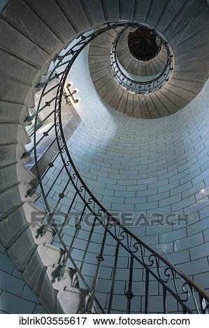 Stock Photo - "Staircase in the Phare d'Eckmuehl lighthouse, Pointe de Saint-Pierre, Penmarch, Departement Finistere, Brittany, France, Europe". Fotosearch