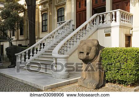 "Staircase to the former Academy of Art, sculptures of Hittite lions, Archaeological Museum, Sarayburnu, Istanbul, European side, Istanbul Province, Turkey, European side, Europe" View Large Photo Image Stock Photograph - "Staircase to the former Academy of Art, sculptures of Hittite lions, Archaeological Museum, Sarayburnu, Istanbul, European side, Istanbul Province, Turkey, European side, Europe". Fotosearch