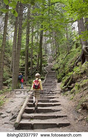 "Stairs, hiking path to the Schwedenloecher gorges near Rathen, Saxon Switzerland, Saxony, Germany, Europe" View Large Photo Image Stock Photo - "Stairs, hiking path to the Schwedenloecher gorges near Rathen, Saxon Switzerland, Saxony, Germany, Europe". Fotosearch