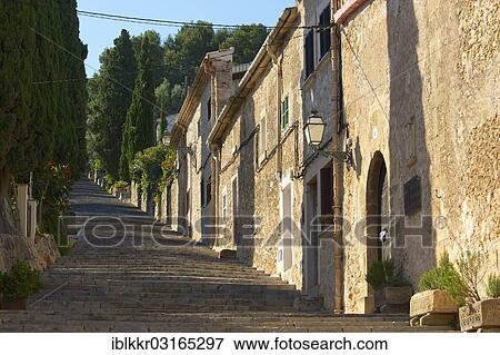 "Stairs to Calvary Hill, Pollenca, Serra de Tramuntana, Majorca, Balearic Islands, Spain, Europe" View Large Photo Image Stock Photo - "Stairs to Calvary Hill, Pollenca, Serra de Tramuntana, Majorca, Balearic Islands, Spain, Europe". Fotosearch