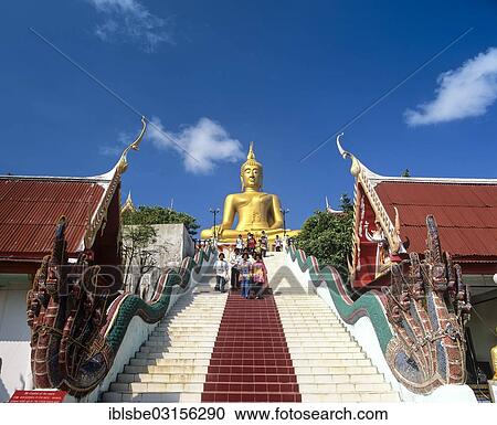 "Stairs to the 12m high Big Buddha statue, Wat Phra Yai Temple, Bo Phut, Ko Samui, Southern Thailand, Thailand, Asia" View Large Photo Image Stock Image - "Stairs to the 12m high Big Buddha statue, Wat Phra Yai Temple, Bo Phut, Ko Samui, Southern Thailand, Thailand, Asia". Fotosearch