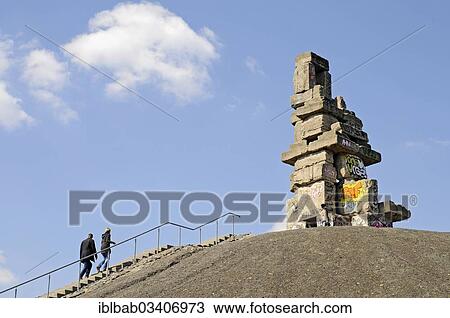 Stock Image - "Stairway to Heaven"""", sculpture by Hermann Prigann, Halde Rheinelbe mine dump, Gelsenkirchen, North Rhine-Westphalia, Germany, Europe". Fotosearch