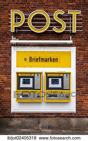 "Stamp machines of the German Mail at a post office, Domplatz, Muenster, North Rhine-Westphalia, Germany, Europe" View Large Photo Image Stock Photo - "Stamp machines of the German Mail at a post office, Domplatz, Muenster, North Rhine-Westphalia, Germany, Europe". Fotosearch