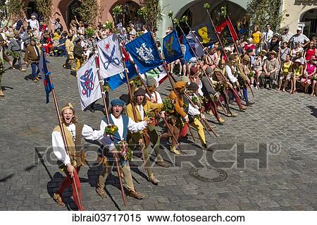 "Standard-bearers, wedding procession of the """"Landshut Wedding"""", historic center, Landshut, Lower Bavaria, Bavaria, Germany, Europe" View Large Photo Image Stock Photography - "Standard-bearers, wedding procession of the """"Landshut Wedding"""", historic center, Landshut, Lower Bavaria, Bavaria, Germany, Europe". Fotosearch