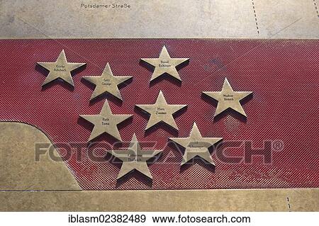 Stock Photo - "Stars, Guenter Rohrbach, Goetz George, Bernd Eichinger, Ruth Toma, Hans Zimmer, Marlene Dietrich, Katharina Thalbach, Til Schweiger, Boulevard of Stars, Potsdamer Platz, Berlin, Germany, Europe". Fotosearch